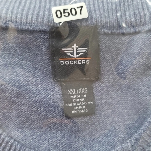 DOCKERS Men's XXL Pullover, Round Neck Sweater Blue designs, Long Sleeves. - Picture 10 of 10